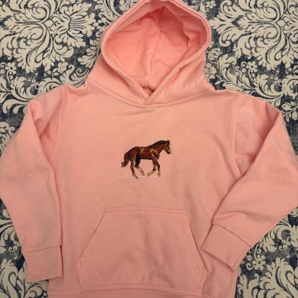Luxe Pink Hoodie with Horse Design